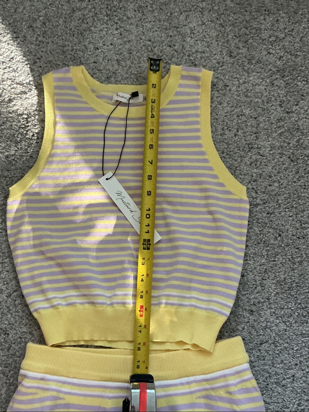 NWT Mustard Seed Knit Top + Skort Set ~ Yellow & Lavender Stripe - Picture 6 of 11